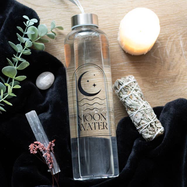 Moon Water Reusable Glass Water Bottle - Spiral Circle