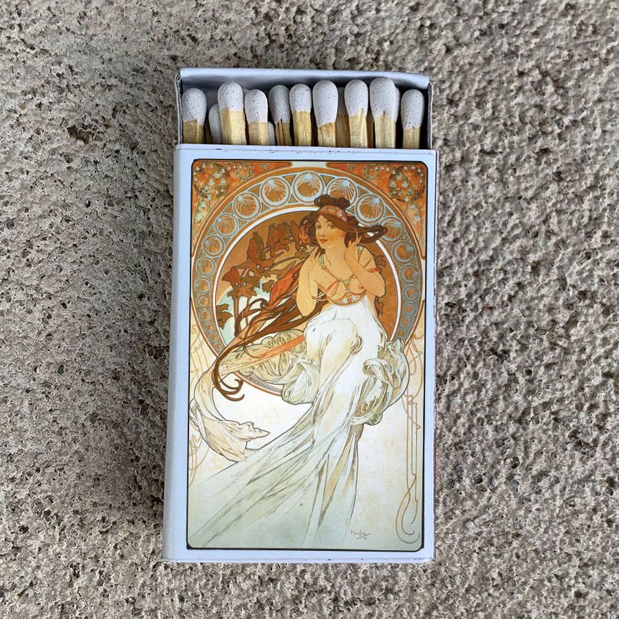 Mucha Music Matchbox • Decorative Matches - Candle Acc - Spiral Circle