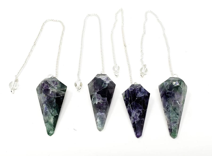 Multi Fluorite Pendulum with Chain - Spiral Circle