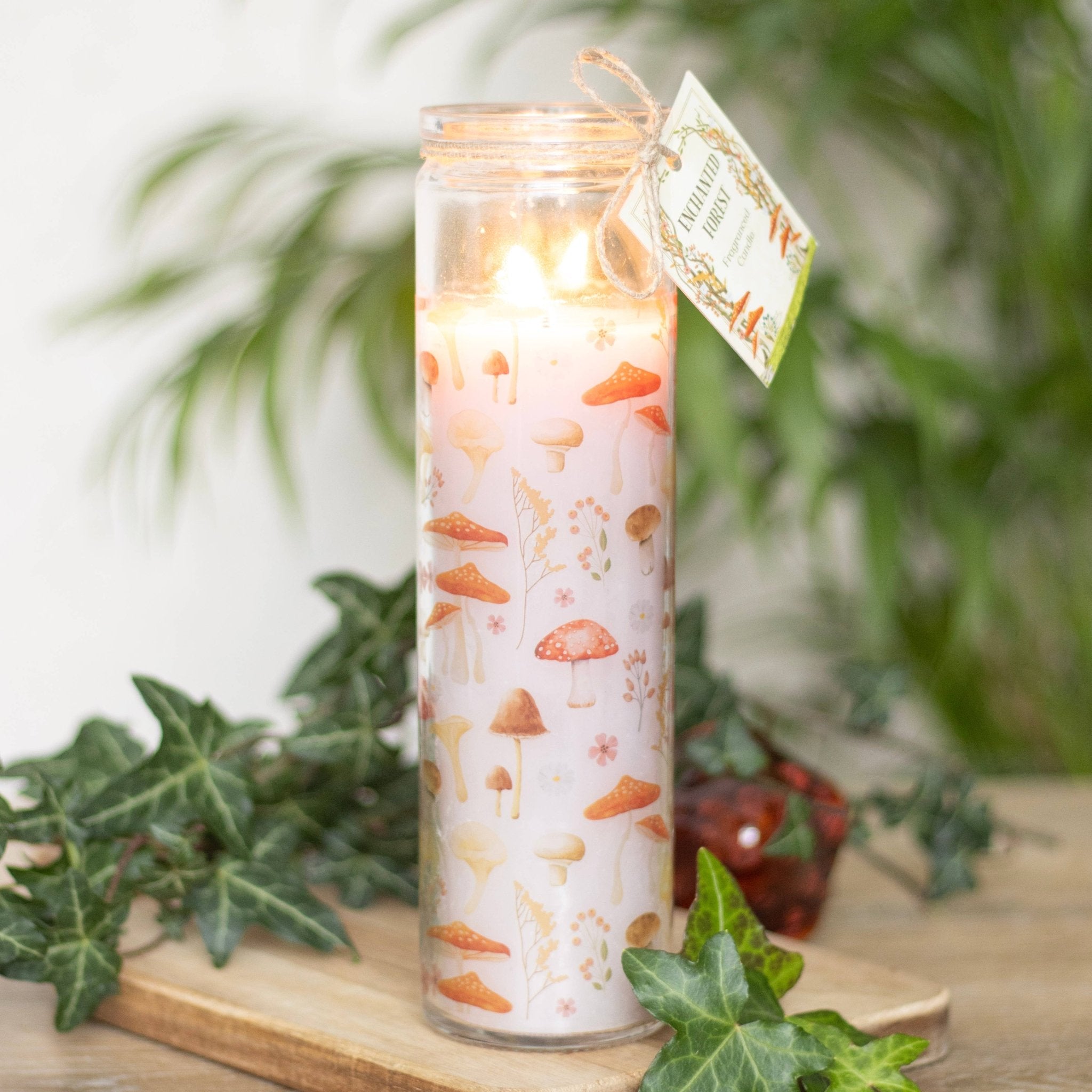 Mushroom Print Enchanted Forest Tube Candle - Spiral Circle