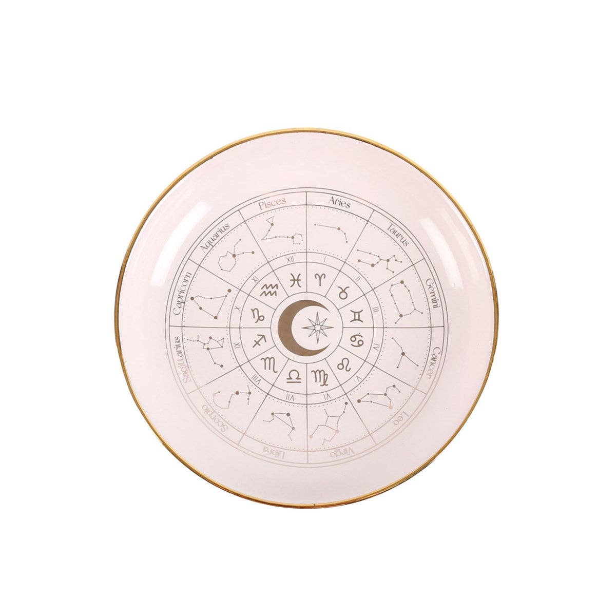 Off White Astrology Wheel Trinket Dish - Spiral Circle