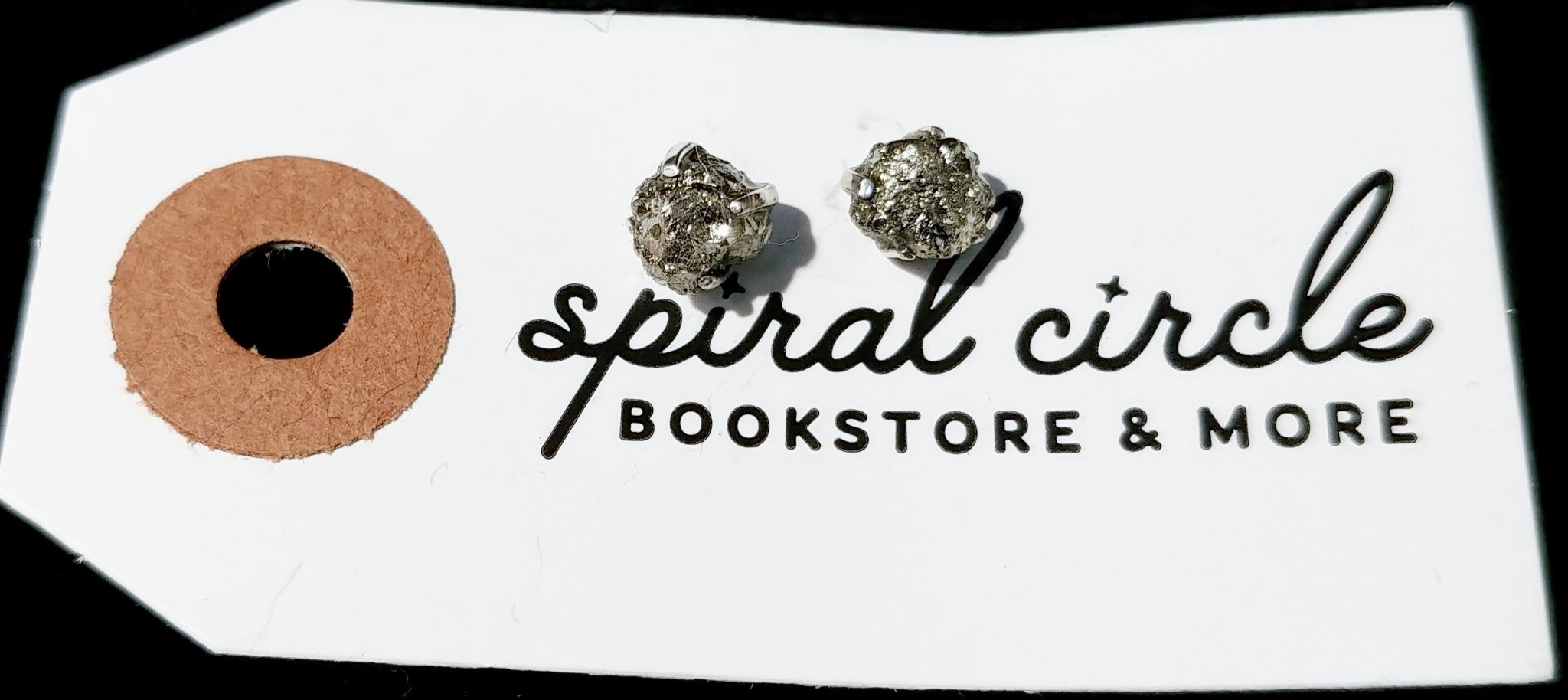 Pyrite Rough Stud Earrings | Sterling Silver - Spiral Circle