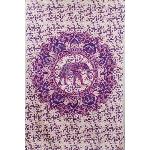 Queen size Tapestries with Elephant Lotus - Spiral Circle