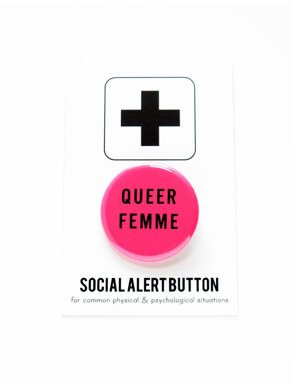 QUEER FEMME pinback button - Spiral Circle