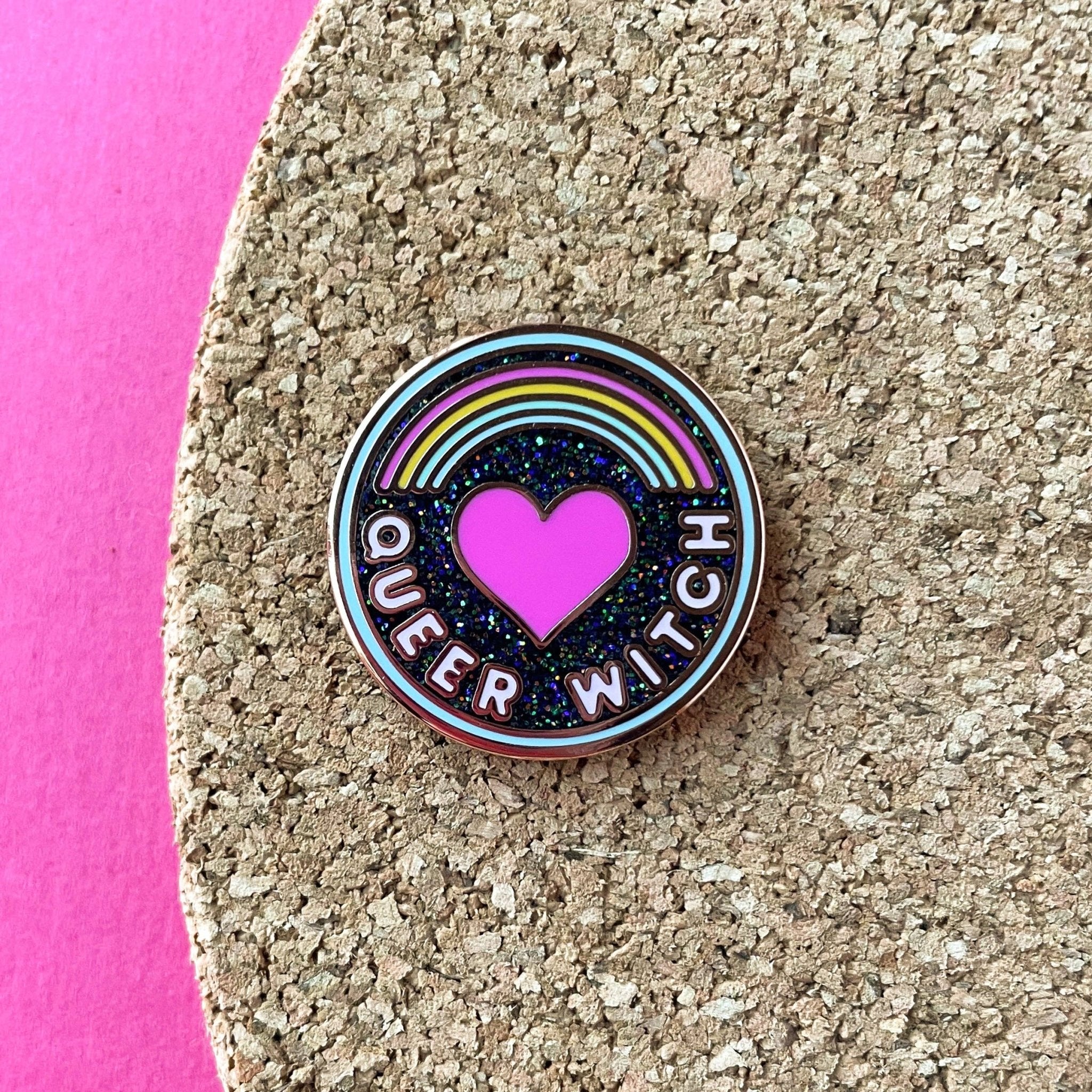 Queer Witch Enamel Pin - Spiral Circle