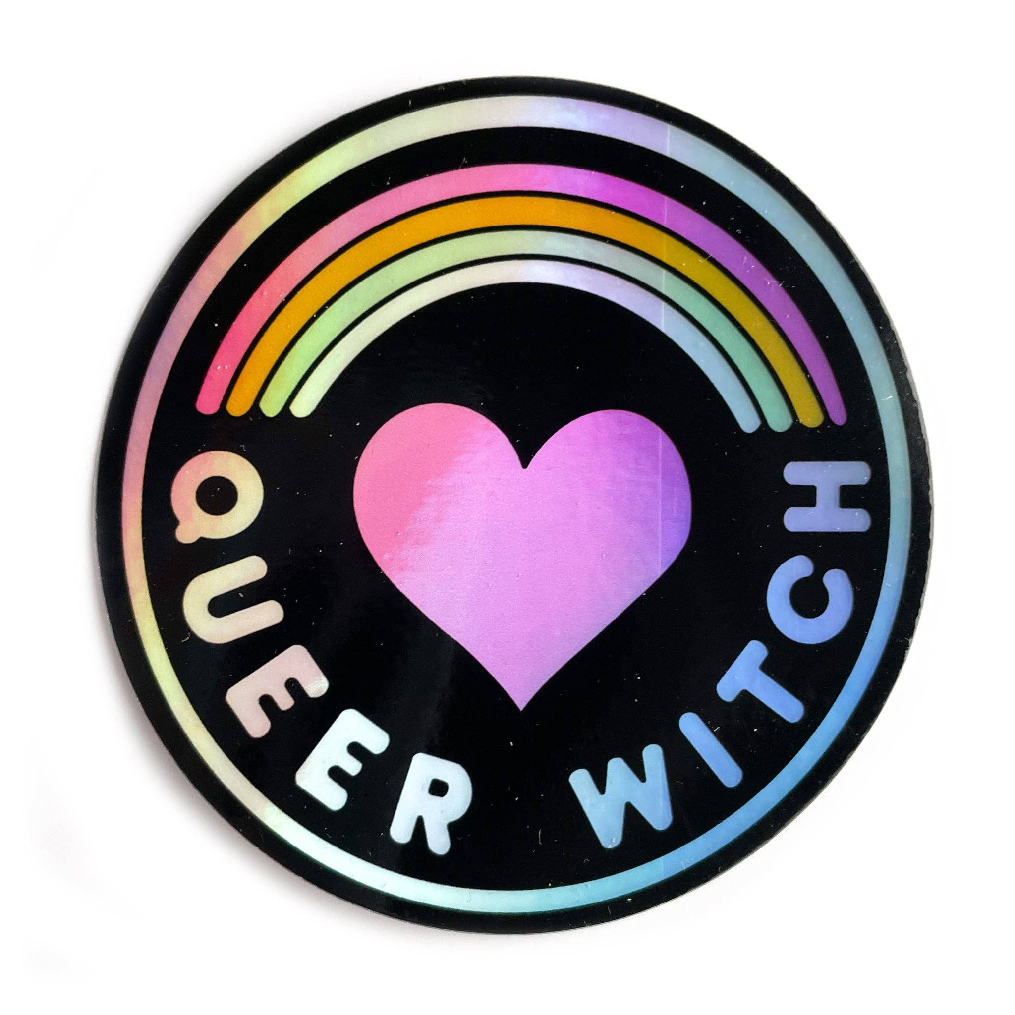 Queer Witch Holographic Sticker - Spiral Circle