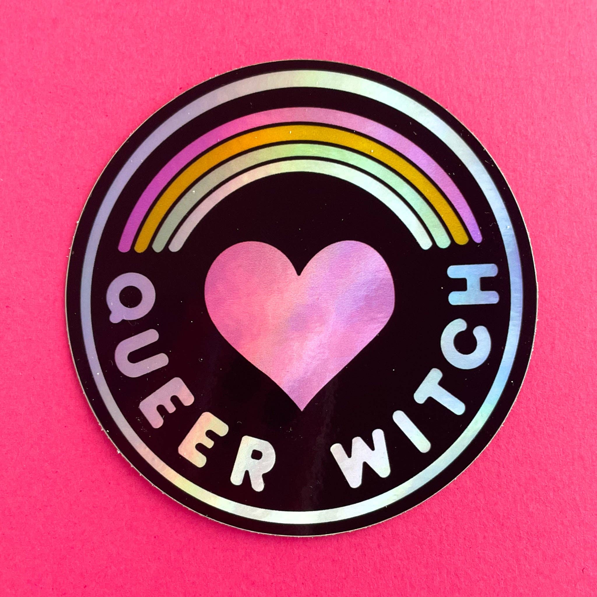 Queer Witch Holographic Sticker - Spiral Circle