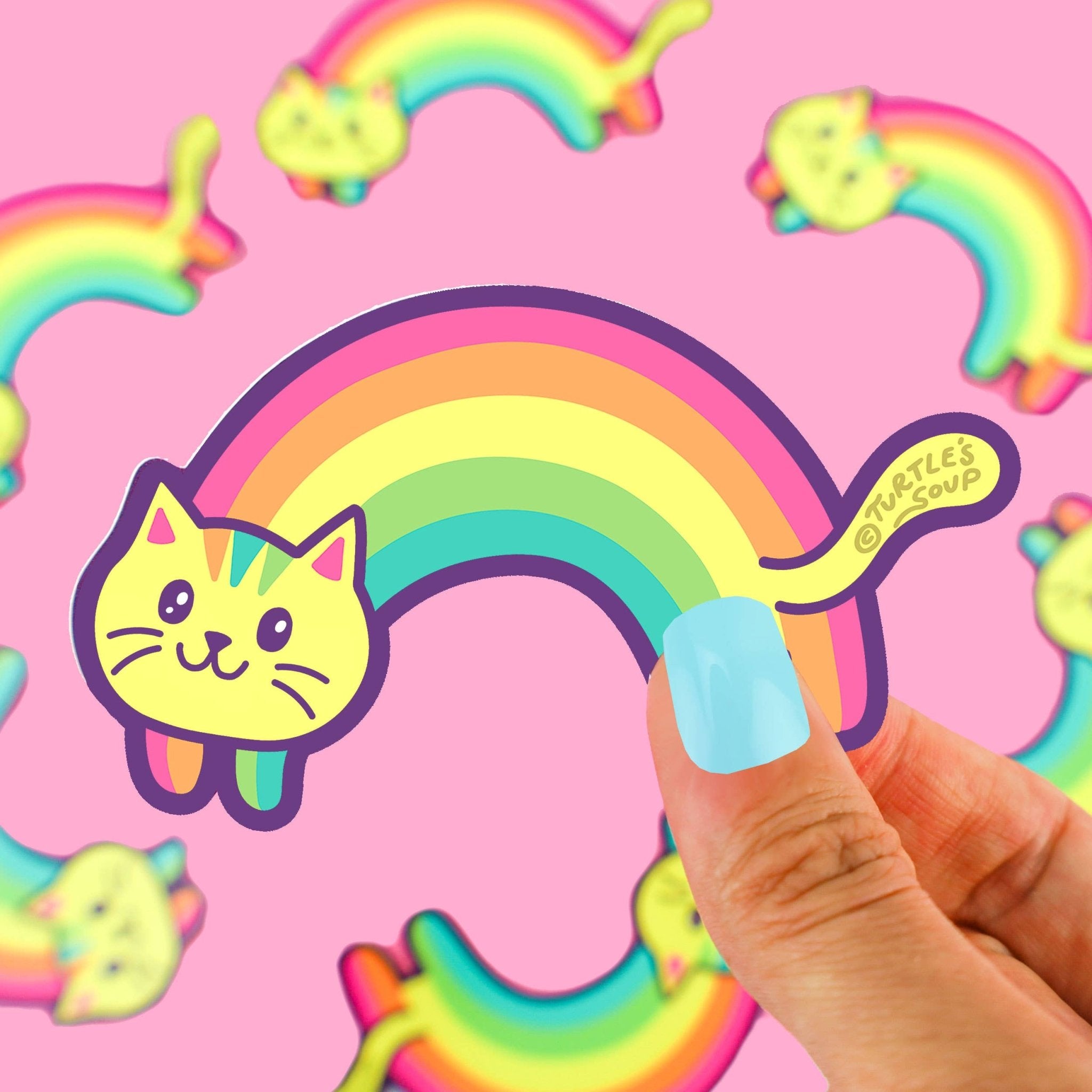 Rainbow Cat Vinyl Sticker - Spiral Circle