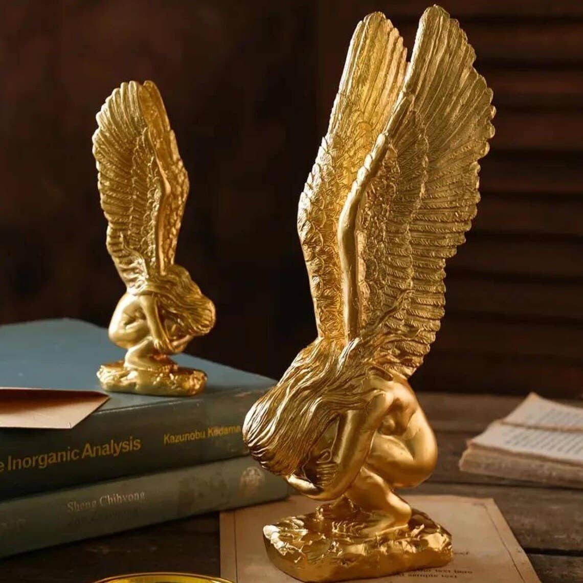 Redemption Fairy Statue Golden Angel Wings - Spiral Circle