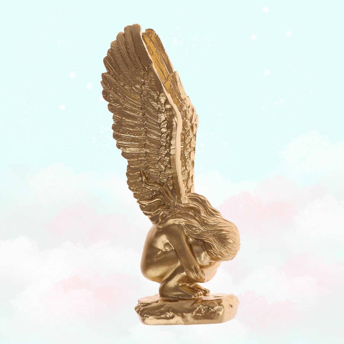 Redemption Fairy Statue Golden Angel Wings - Spiral Circle