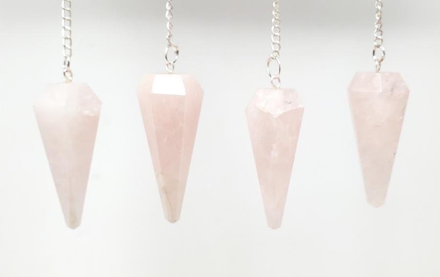 Rose Quartz Pendulum with Chain - Spiral Circle