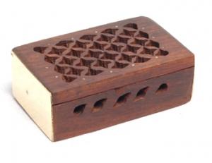 Rosewood Box to hold Resin Incense - Spiral Circle