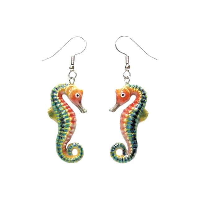 Seahorse Earrings - Spiral Circle