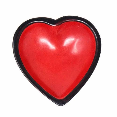 Soapstone Heart Bowl | Red | Assorted Design - Spiral Circle