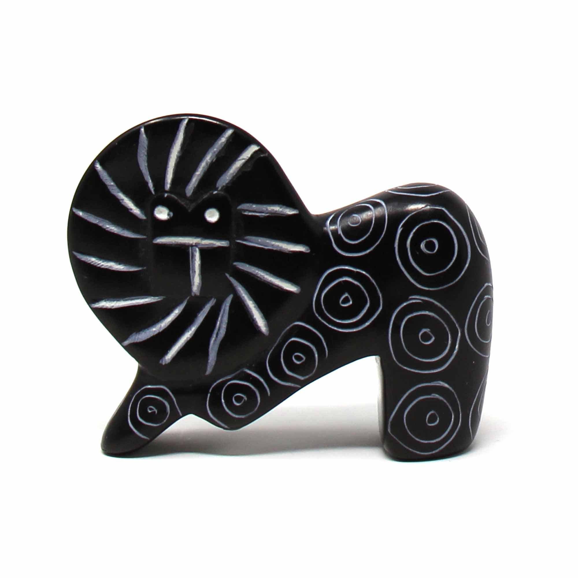 Soapstone Lion | Black - Spiral Circle