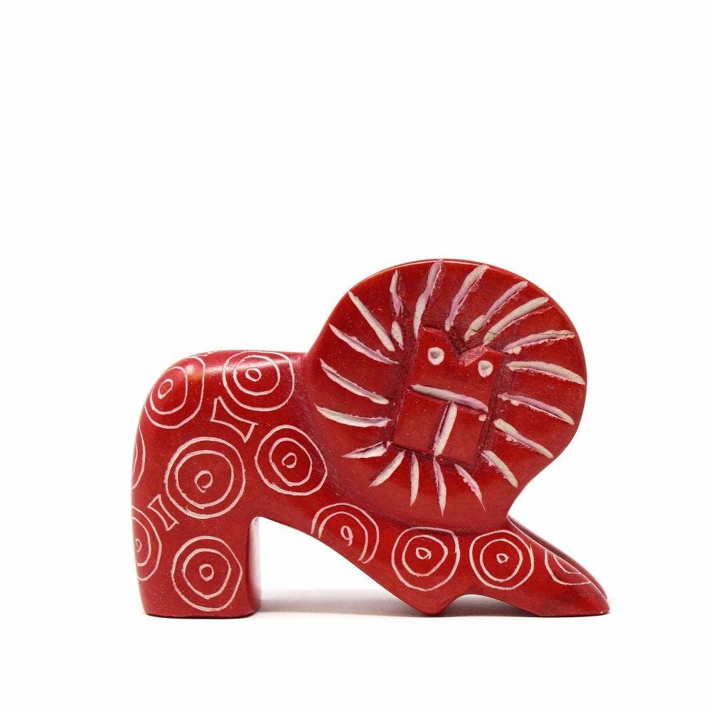 Soapstone Lion | Red - Spiral Circle