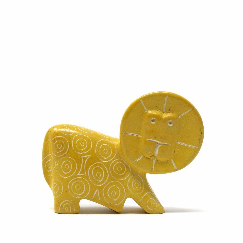 Soapstone Lion | Yellow - Spiral Circle