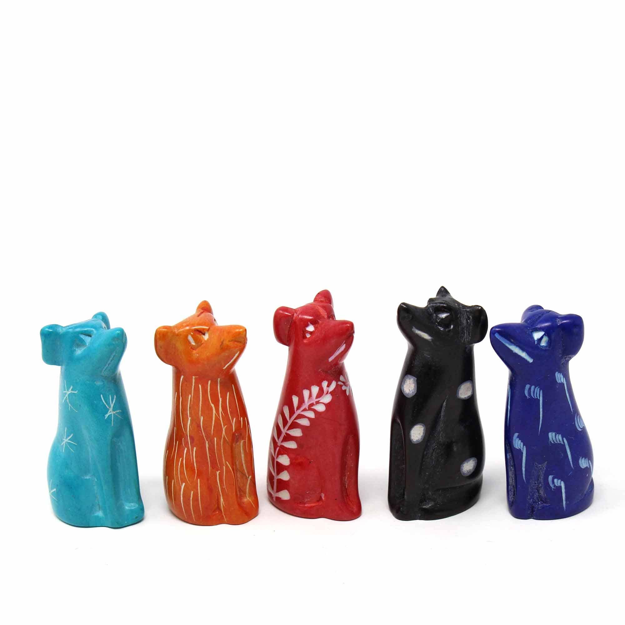 Soapstone Tiny Dogs - Assorted Pack of 5 Colors - Spiral Circle