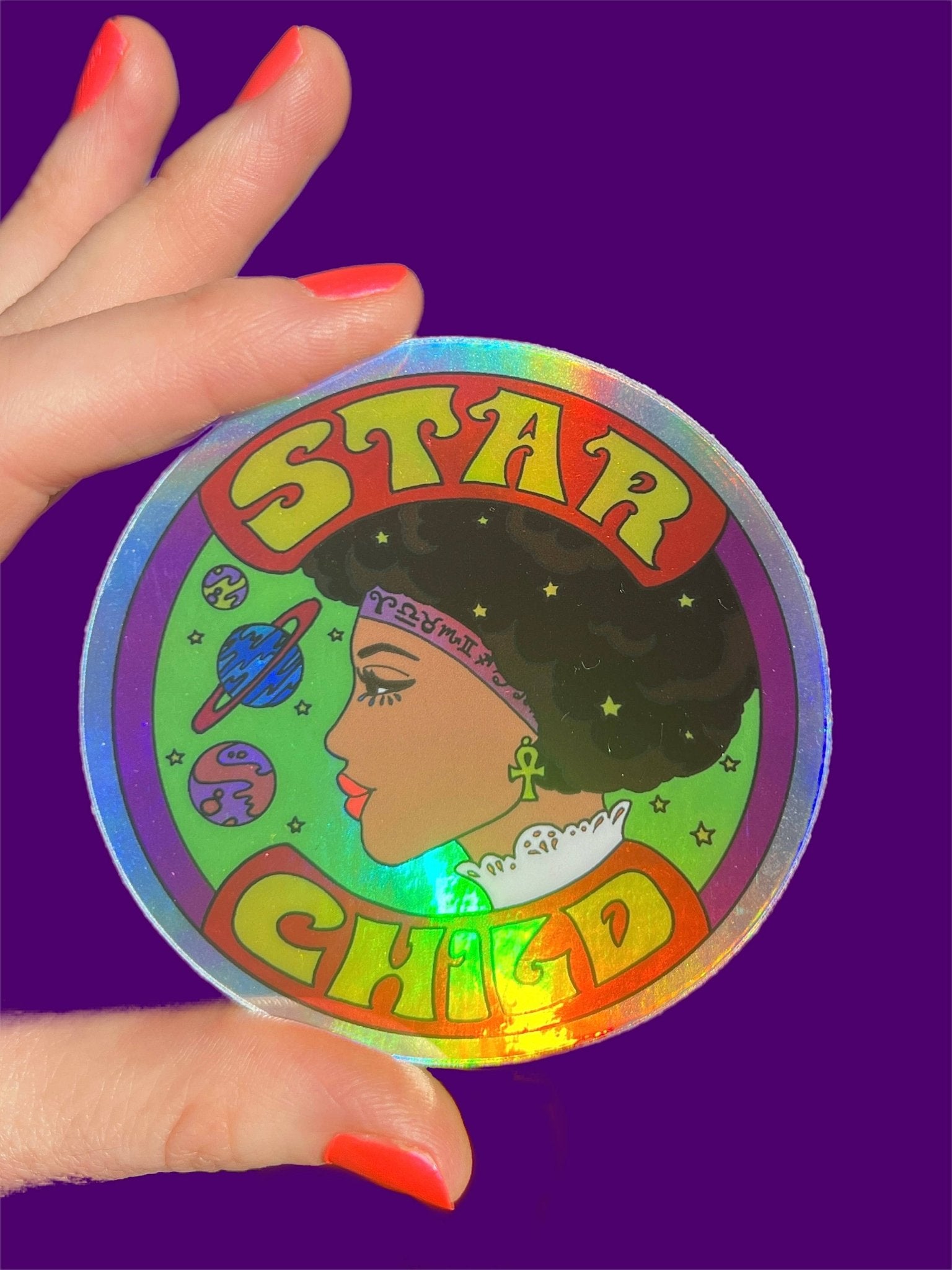 Star Child Hologram STICKER 3 Inch - Spiral Circle