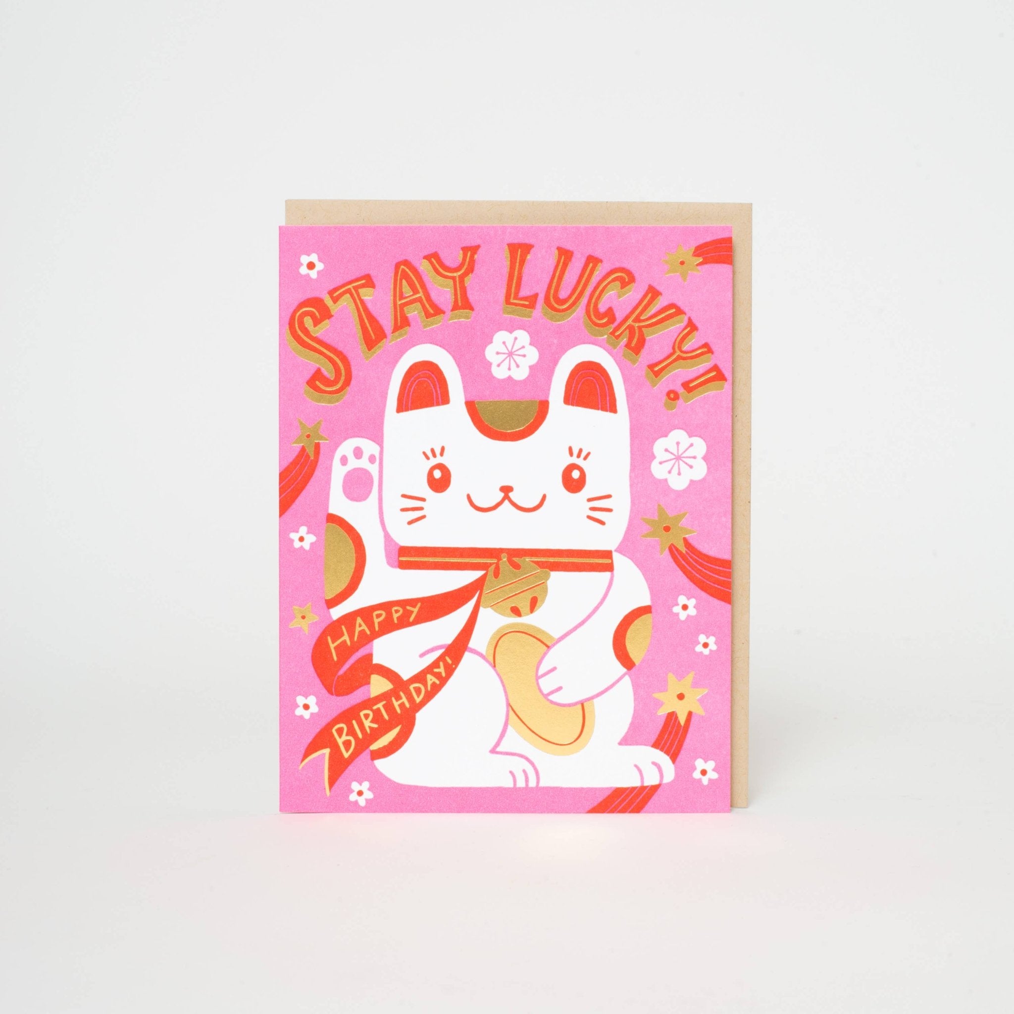 Stay Lucky Cat - Spiral Circle