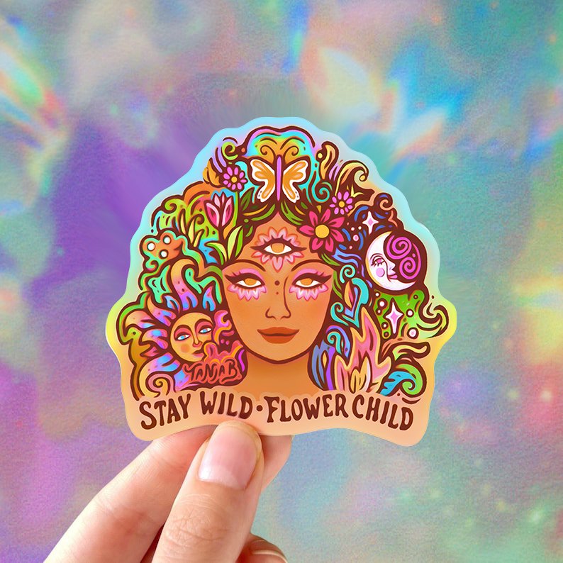 Stay Wild Flower Child - Sticker - Spiral Circle