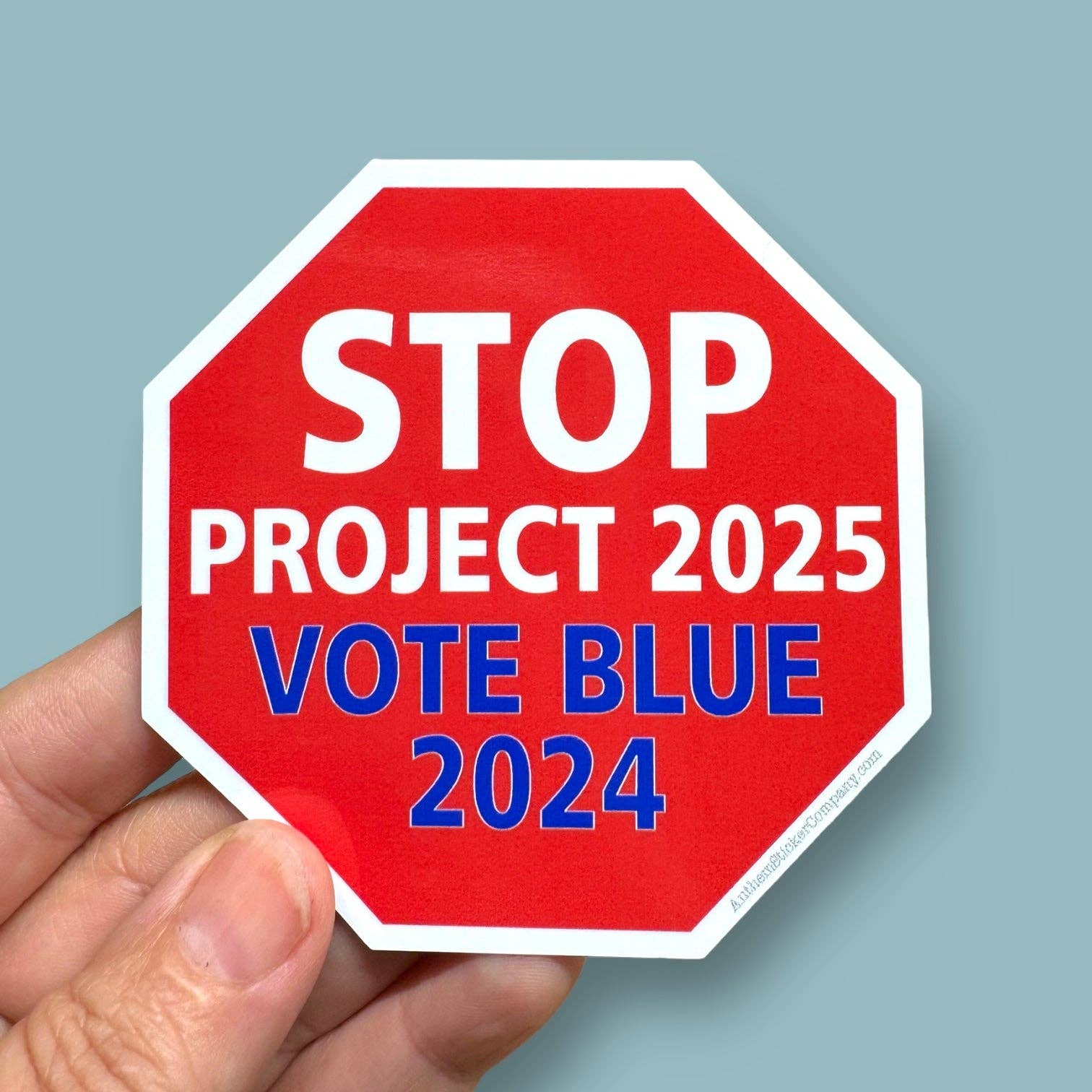 Stop Project 2025 vote blue sign | Sticker - Spiral Circle