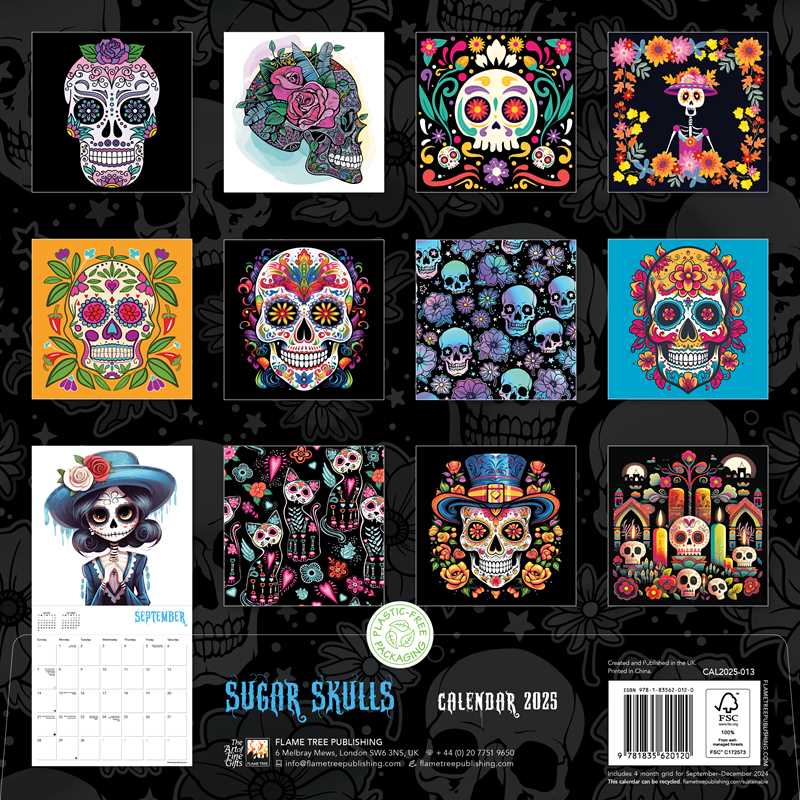 Sugar Skulls Wall Calendar 2025 (Art Calendar) by - Spiral Circle