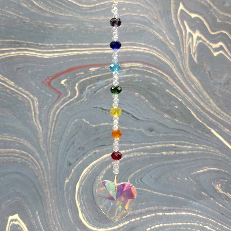 Suncatcher / Rainbow Maker Beaded Stringer Single #1 w/ Heart | Assorted - Spiral Circle