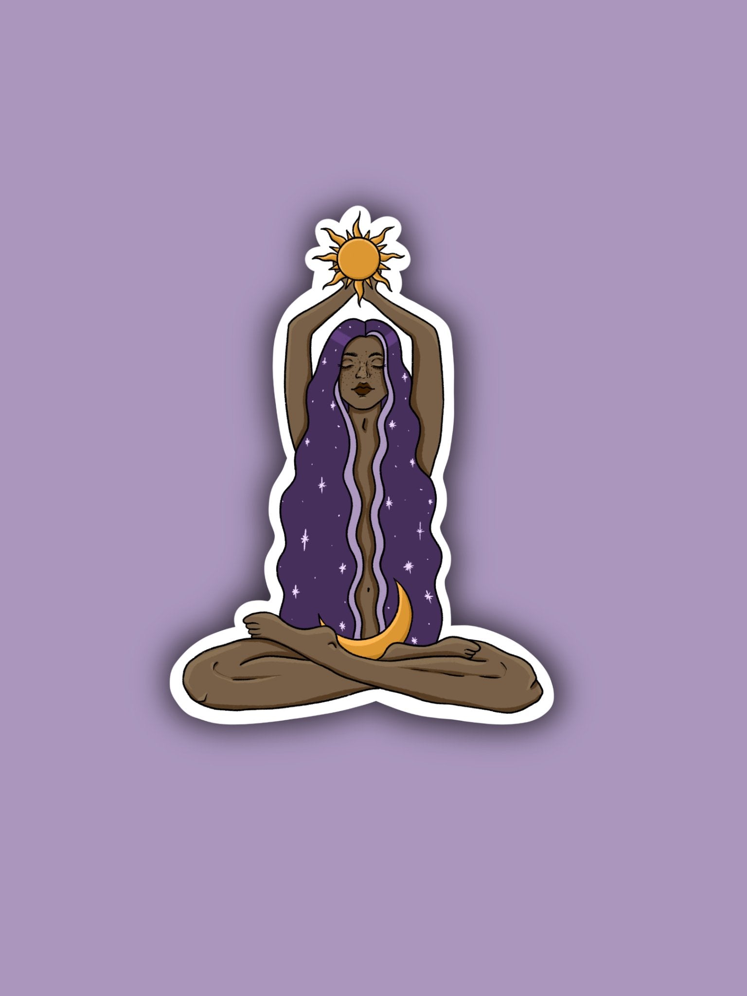 Sun/Moon Witch Sticker - dark skin tone - Spiral Circle