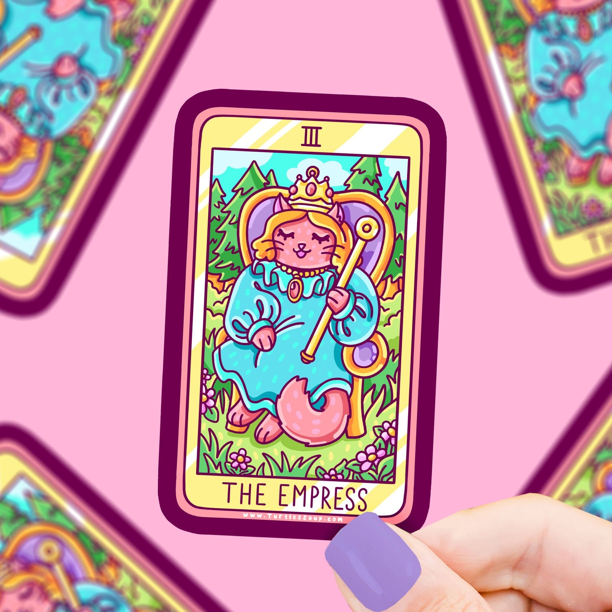 The Empress Kitty Cat Major Arcana Tarot Card Vinyl Sticker - Spiral Circle