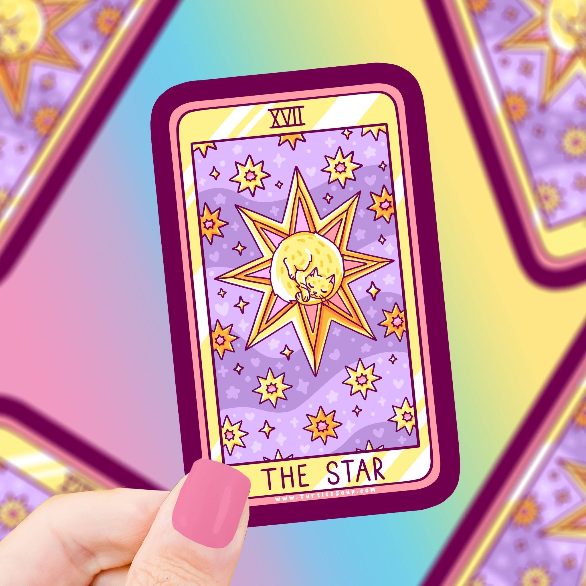 The Star Cat Major Arcana Tarot Card Vinyl Sticker - Spiral Circle