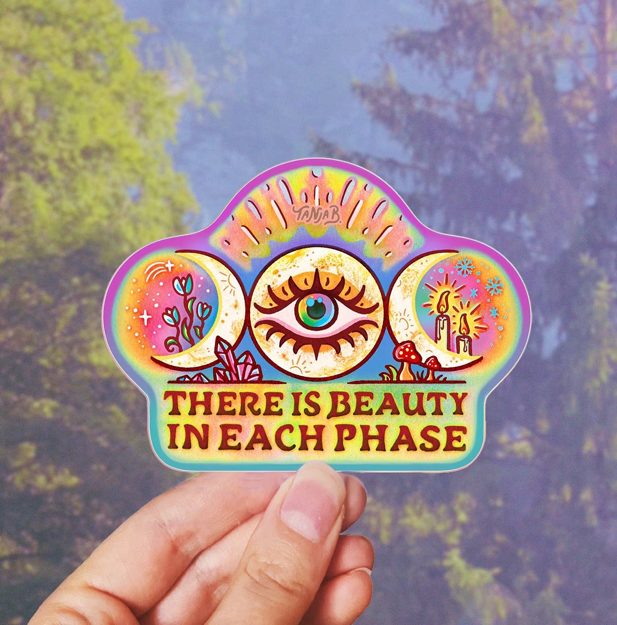 There is beauty in each phase - Sticker - Spiral Circle