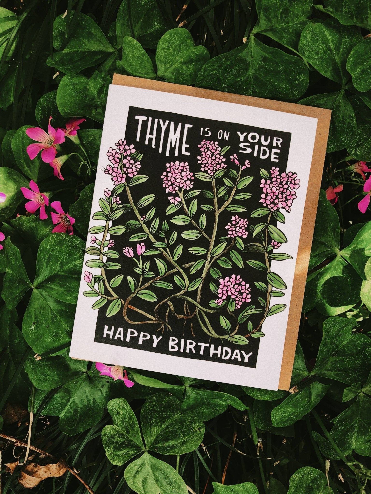 Thyme is on Your Side, Happy Birthday Card - Spiral Circle