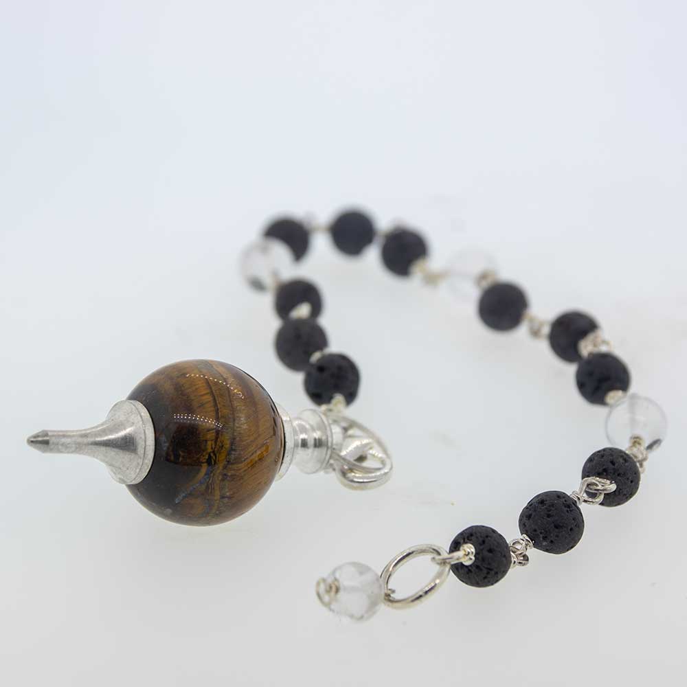 Tiger Eye | Lava Beads | Sephoroton Pendulum - Spiral Circle