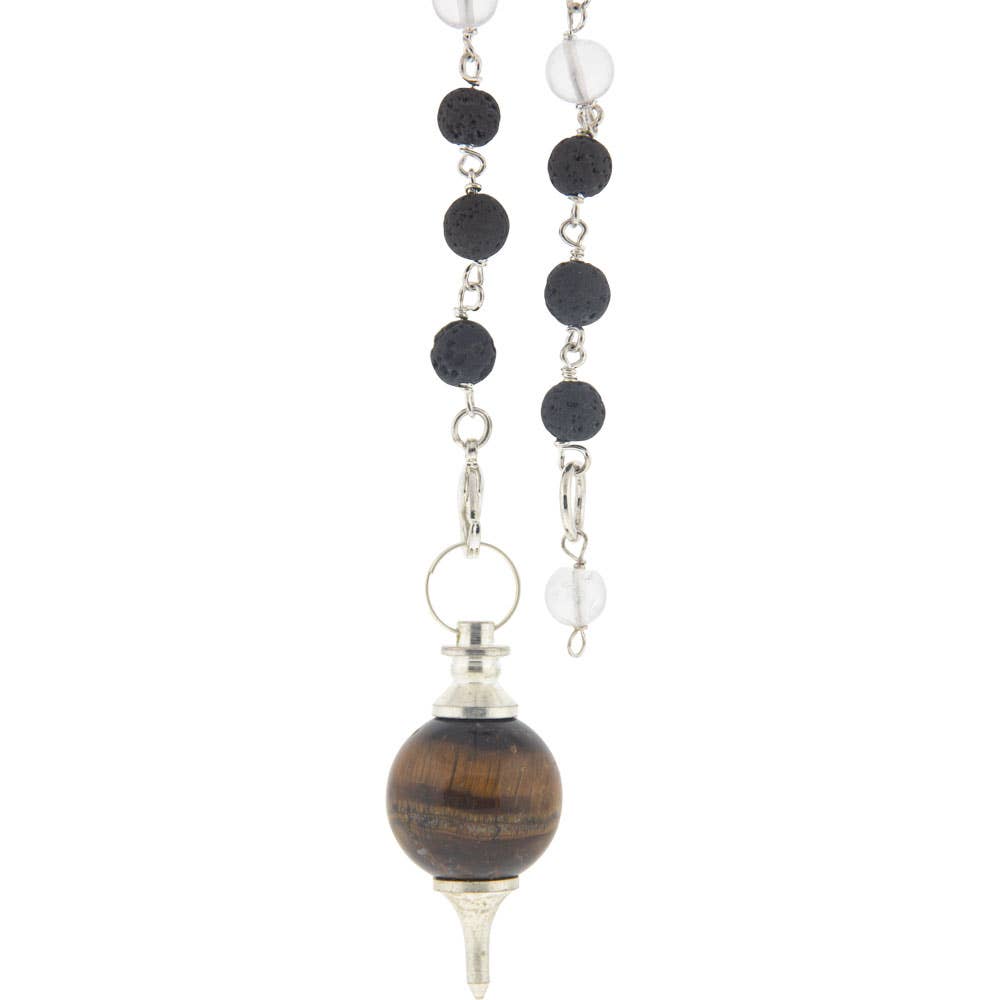 Tiger Eye | Lava Beads | Sephoroton Pendulum - Spiral Circle