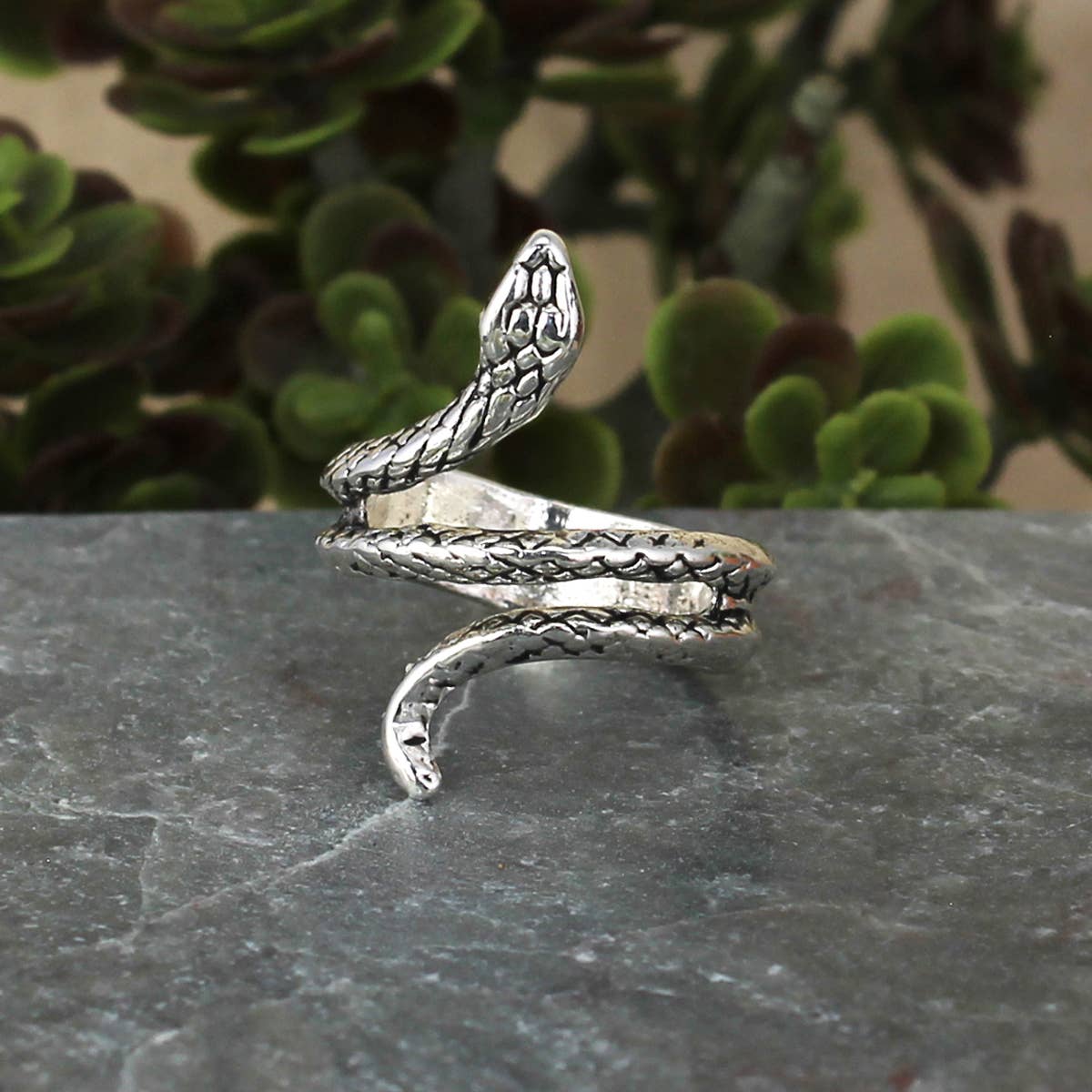 Tight Squeeze Silver Snake Wrap Band Ring - Spiral Circle