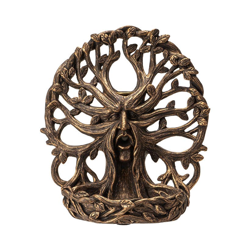 Tree Of Life Greenman Backflow Incense Burner - Spiral Circle