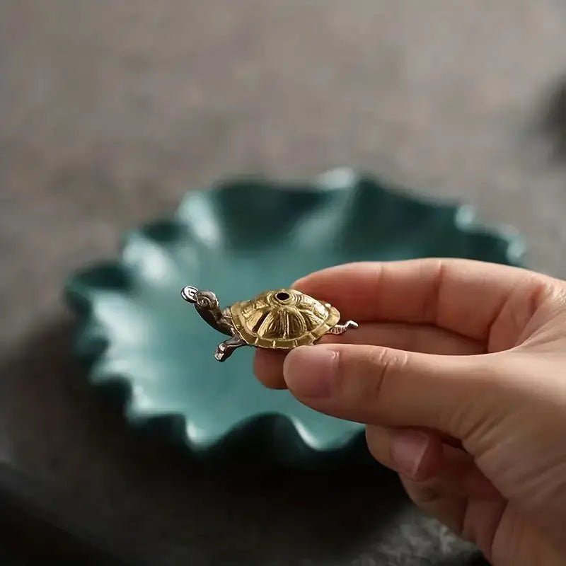 Turtle Mini Incense Holder Bronze - Spiral Circle