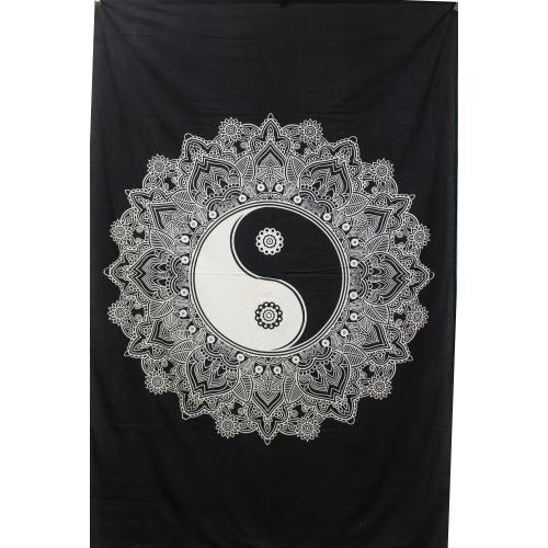 Twinsize Tapestry with Ying Yang Mandala - Spiral Circle