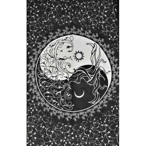 Twinsize Tapestry with YingYang & tree of life - Spiral Circle