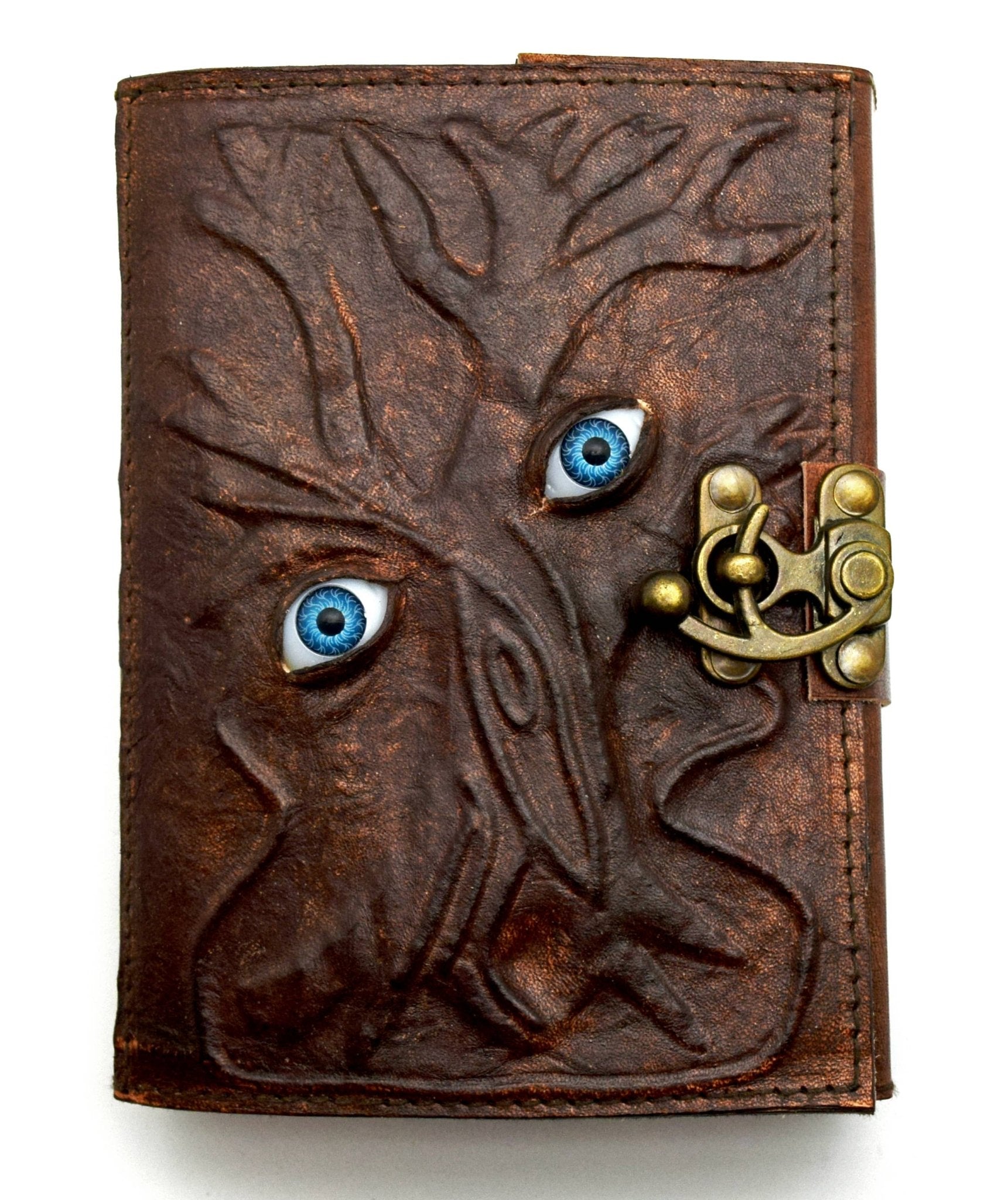 Two Eyes Looking at You Leather Embossed Journal - Spiral Circle