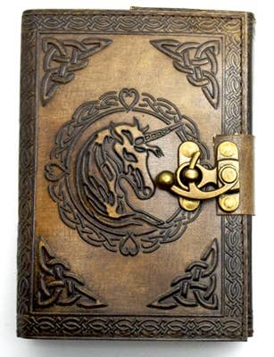 Unicorn Leather Embossed Journal - Spiral Circle