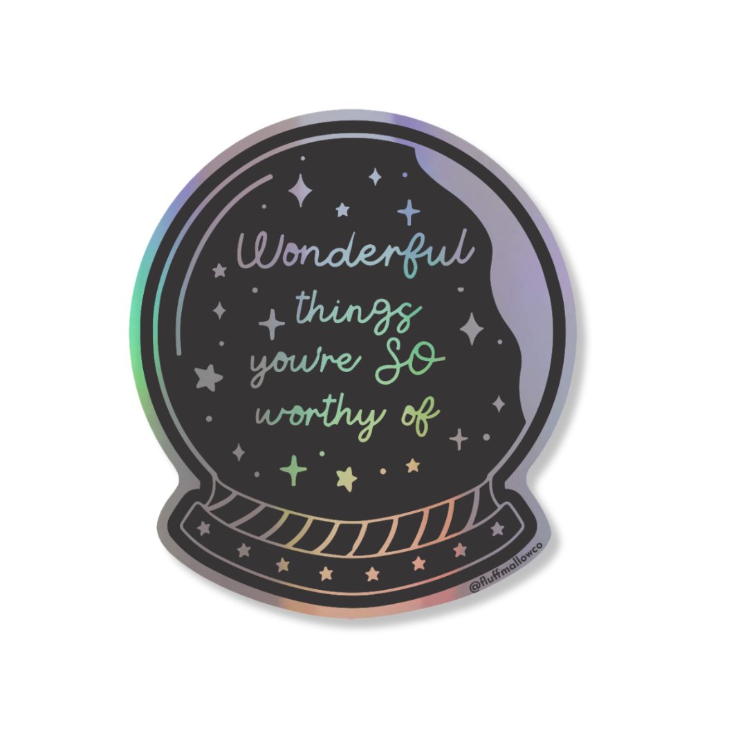 Wonderful things crystal ball holographic vinyl sticker - Spiral Circle