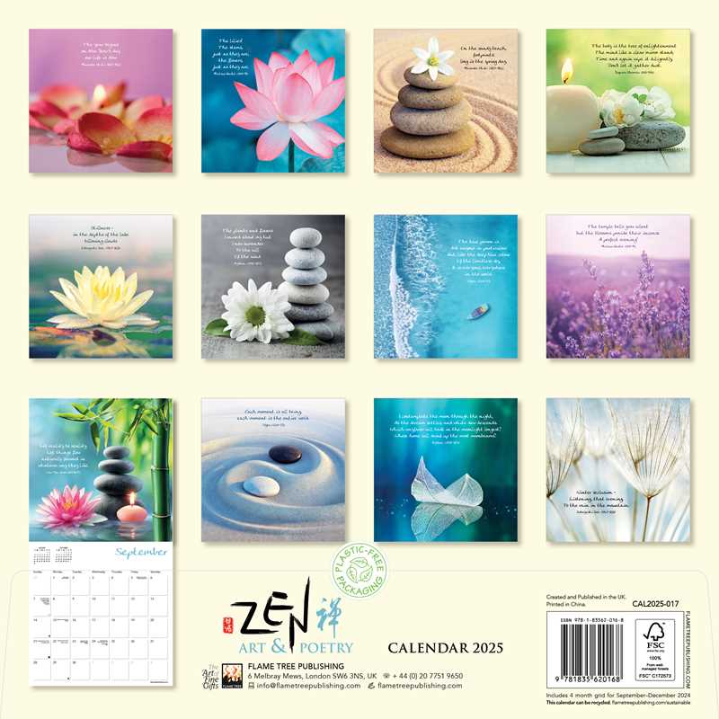 Zen Art & Poetry Wall Calendar 2025 (Art Calendar) by - Spiral Circle