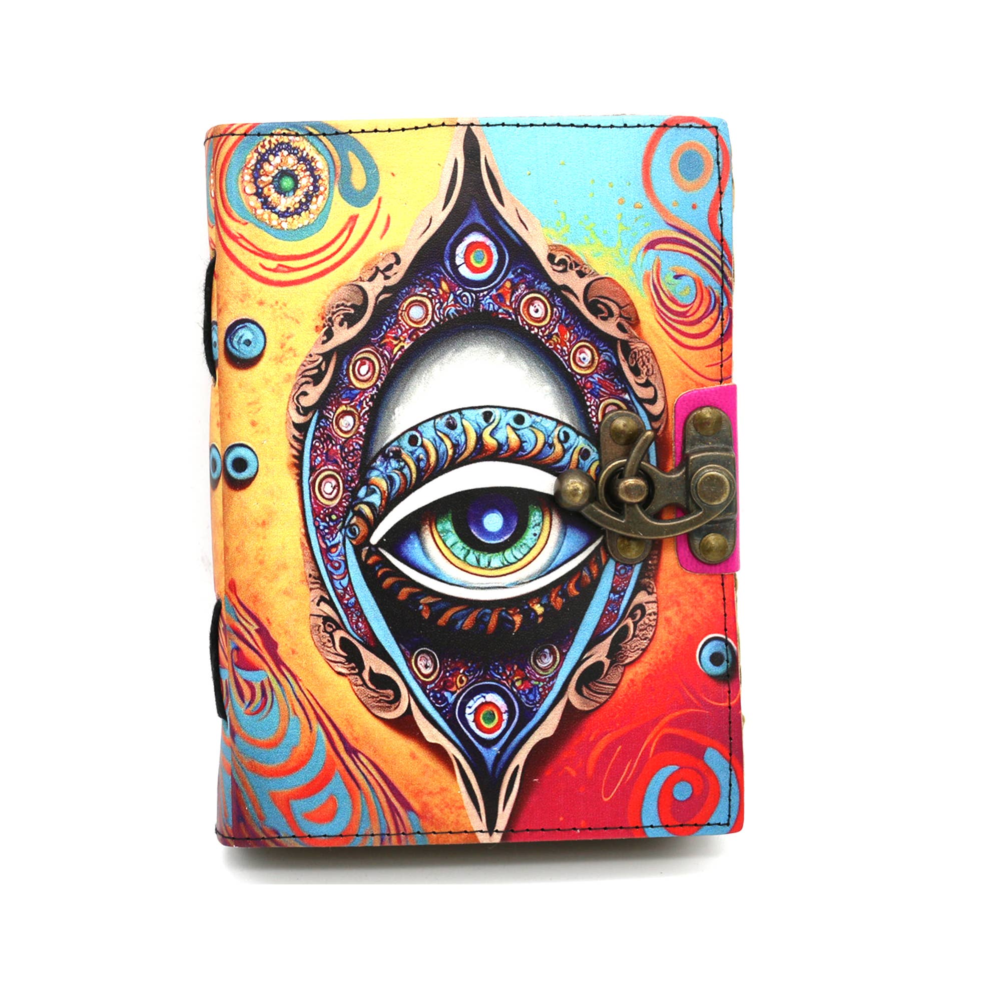 All Seeing Eye Leather 5x7 Blank Journal Spell Book - Spiral Circle