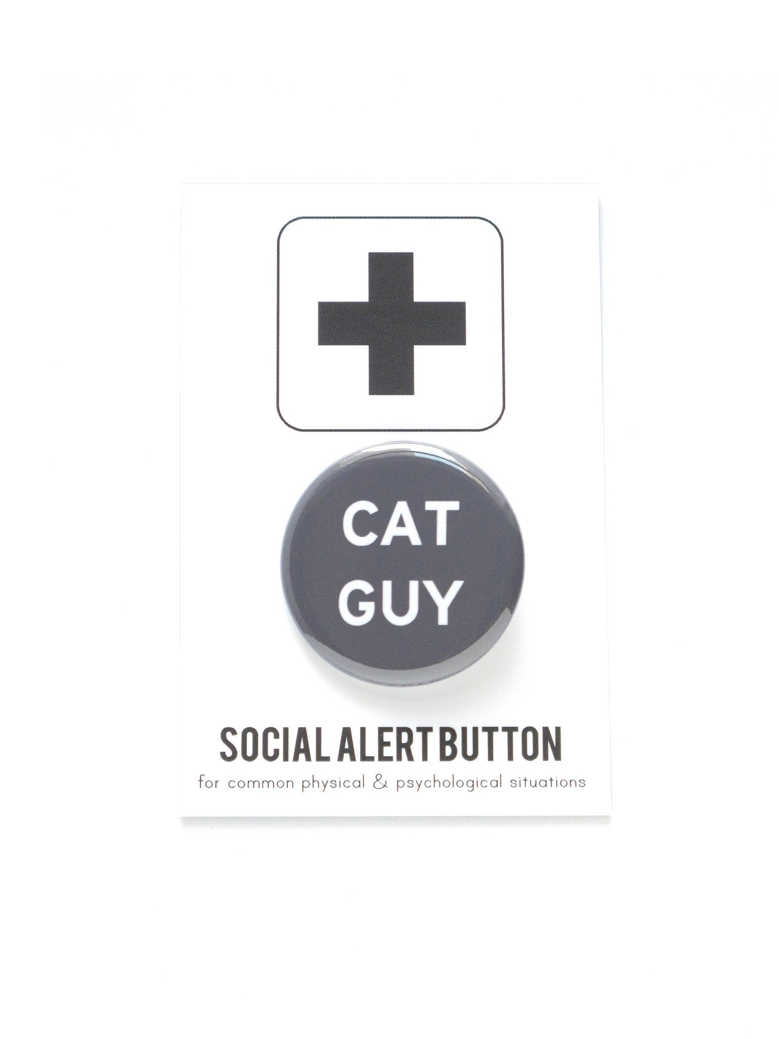 CAT GUY pinback button - Spiral Circle