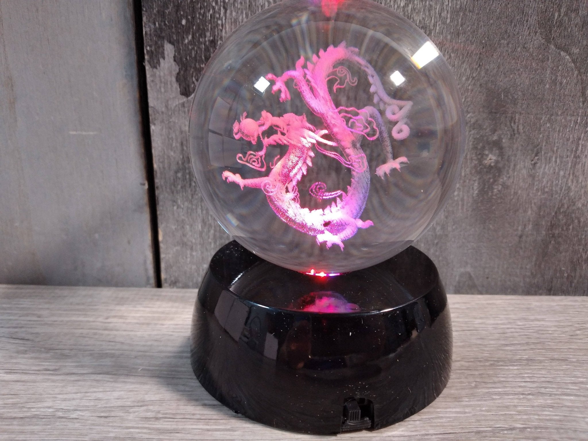 Dragon | Laser Engraved 80mm Glass Sphere - Spiral Circle