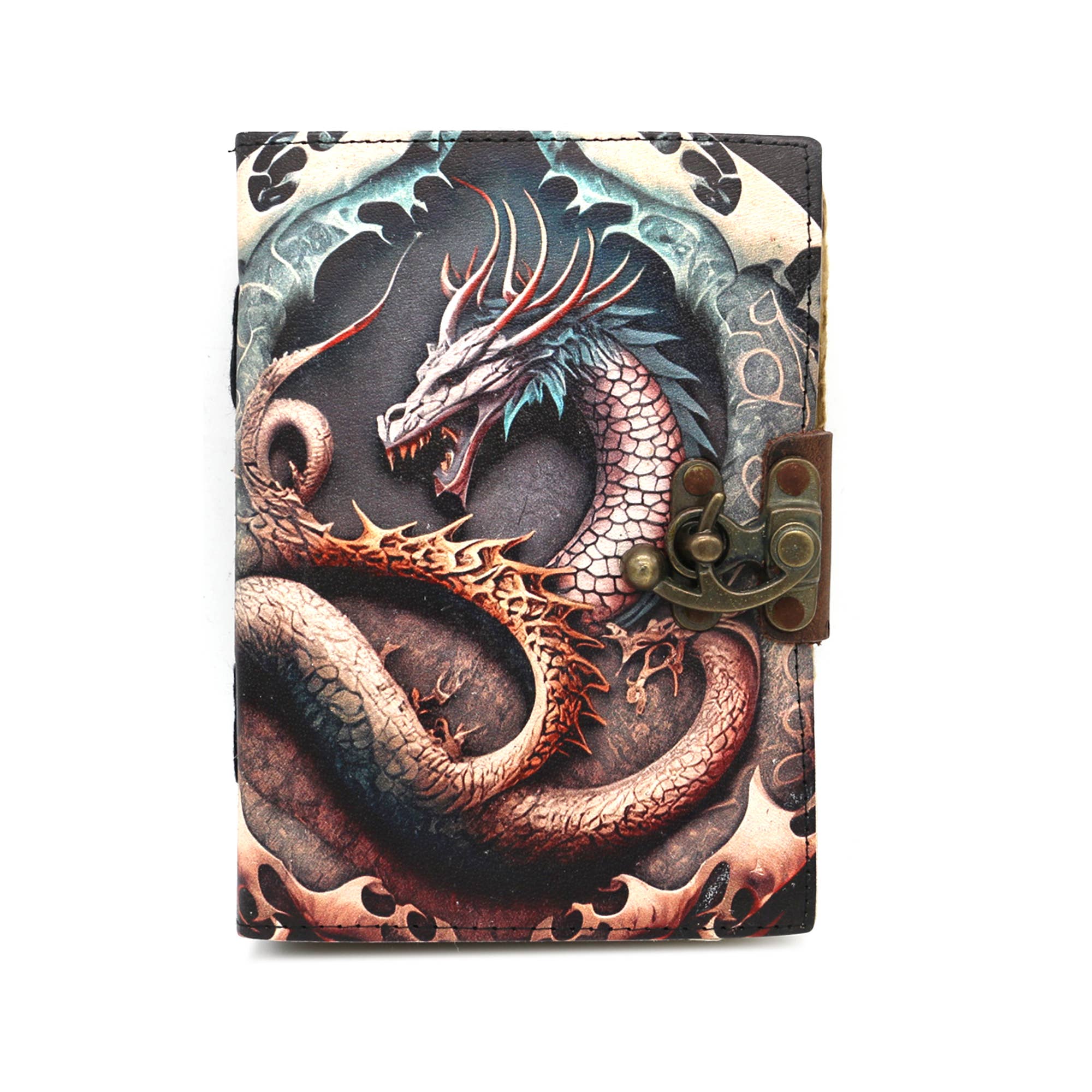 Dragons Den Leather 5x7 Blank Journal Spell Book - Spiral Circle