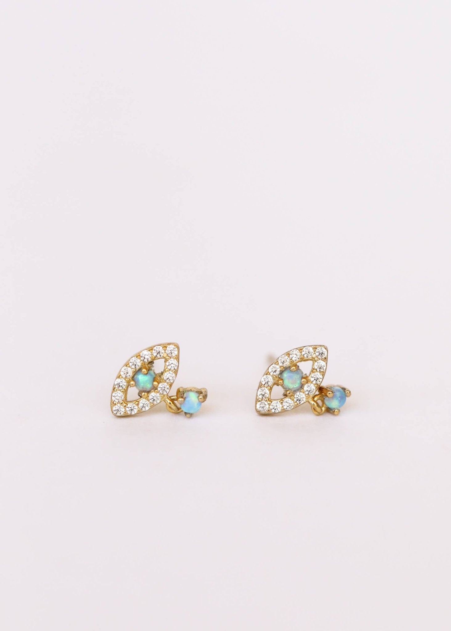 Evil Eye Drop | Opal Stud Earrings - Spiral Circle