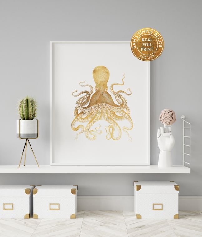 Gold Octopus Print - Spiral Circle